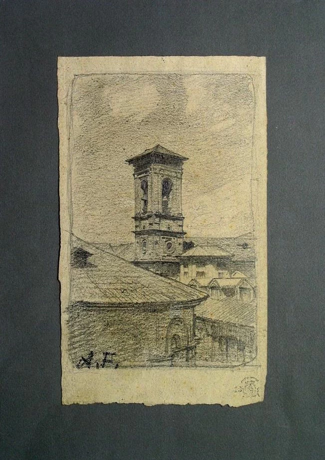 Scorcio della rotonda dell'Accademia Albertina con campanile di San Francesco da Paola - Galleria Civica d’Arte Moderna e Contemporanea, Torino